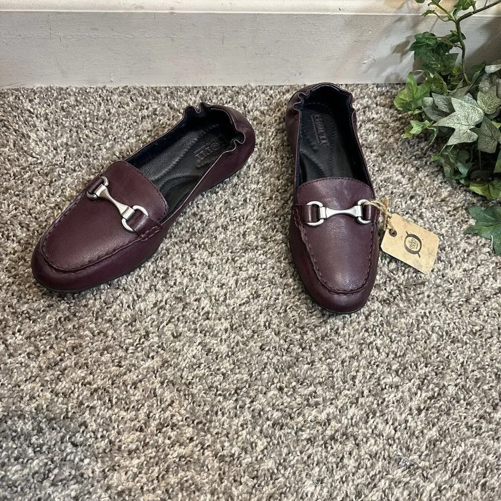BORN Burgundy Soft Leather CLAIR Horsebit Loafer Slip On Shoes Women's 6 M New